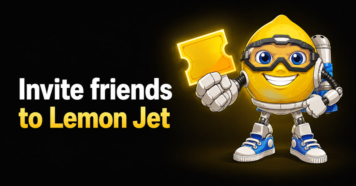 Lemon Jet mascot presenting an invitation