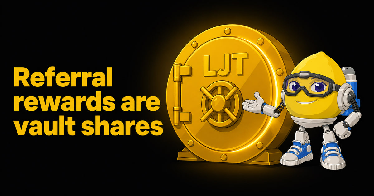 Lemon Jet mascot beside the LJT vault